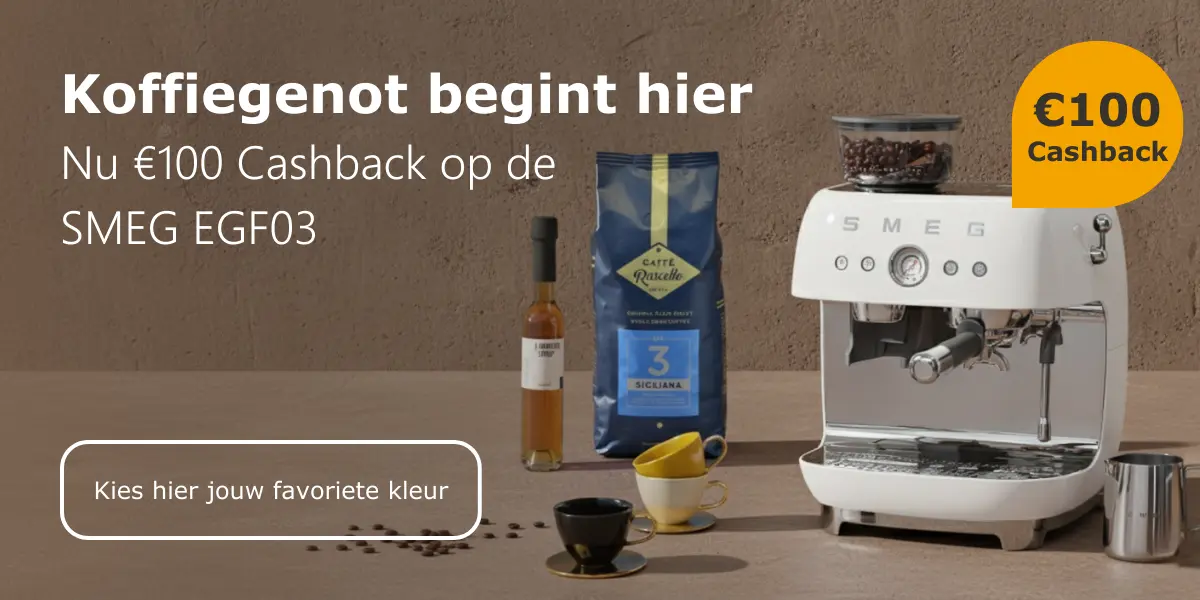 Nu €100 CASHBACK op de SMEG EGF03 Espressomachine, wat is jouw favoriet?